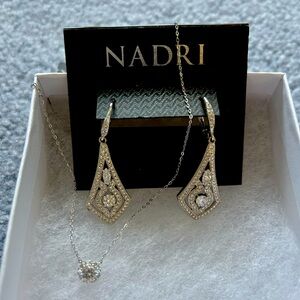 Nadri bridal earrings and pendant set